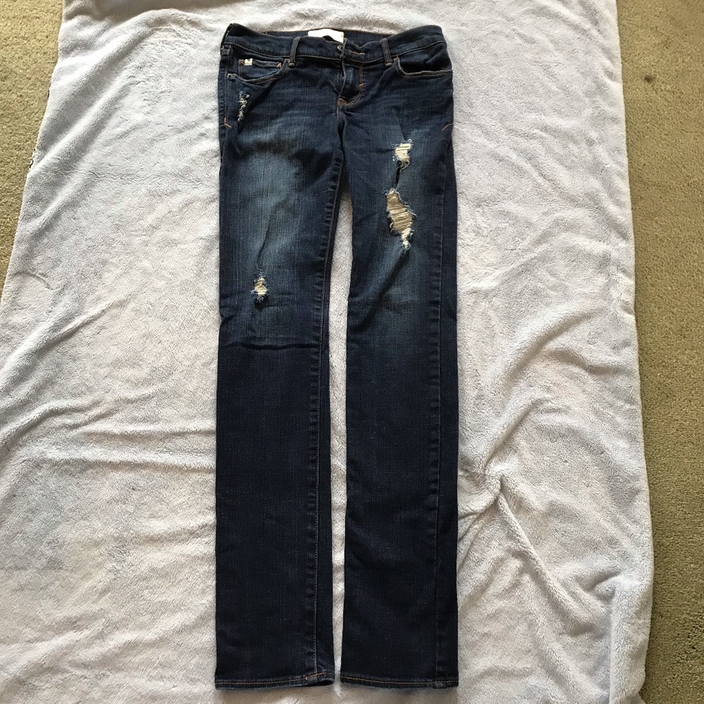 abercrombie kids straight leg distressed jeans